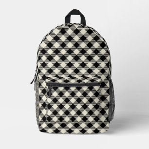 Schwarzes und beiges diagonales Gingham-Karo-Muste Bedruckter Rucksack