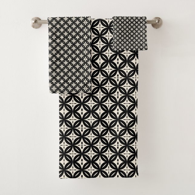 Schwarzes und beiges Handtuch Badhandtuch Set (Insitu)