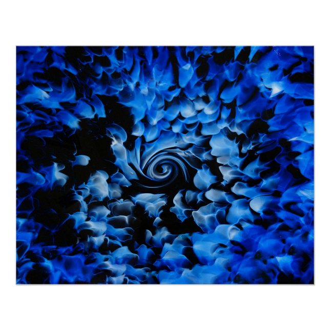 Schwarzes und blaues Glas abstrakt  Poster (Vorderseite)
