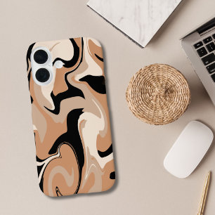 Schwarzes und braunes Marmordesign iPhone-Hülle iPhone 16 Hülle