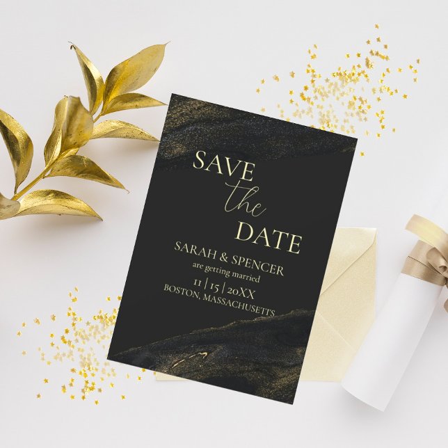 Schwarzes und Funkelnd Gold Save the Date (Von Creator hochgeladen)