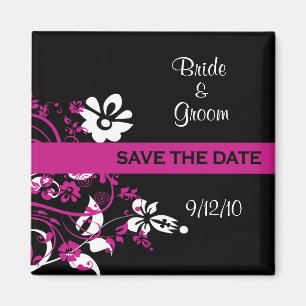 Schwarzes und Fuschia Save the Date Magneten Magnet