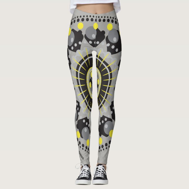 Schwarzes und Gelb Leggings (Vorderseite)