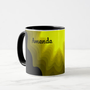 Schwarzes und gelbes abstraktes Muster Gemälde Tasse