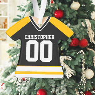 Schwarzes und gelbes individuelles Hockey-Trikot Ornament
