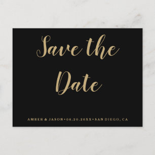 Schwarzes und Gold, die Save the Date Wedding sind Ankündigungspostkarte