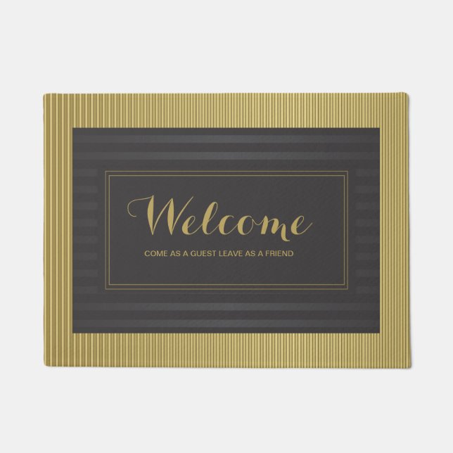 Schwarzes und Gold Fußmatte (Vorderseite)