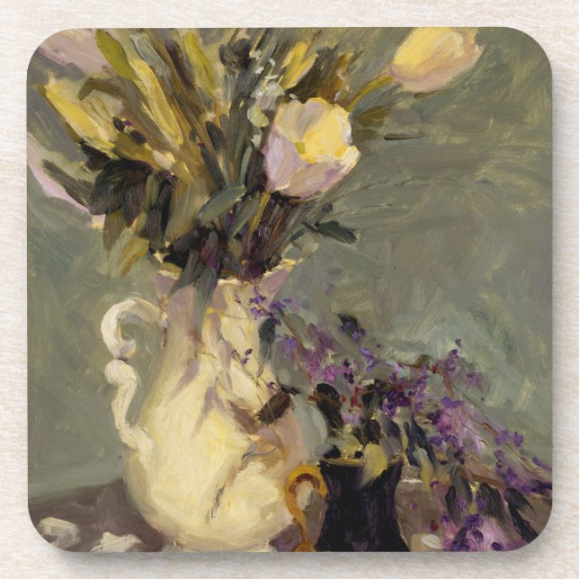 Schwarzes und Gold Getränkeuntersetzer (Vorderseite)