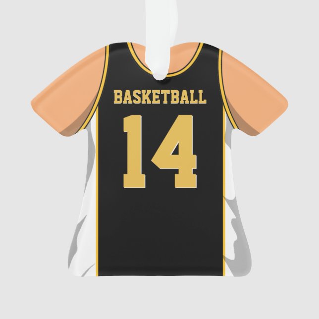Schwarzes und Goldbasketball Ornament (Vorderseite)