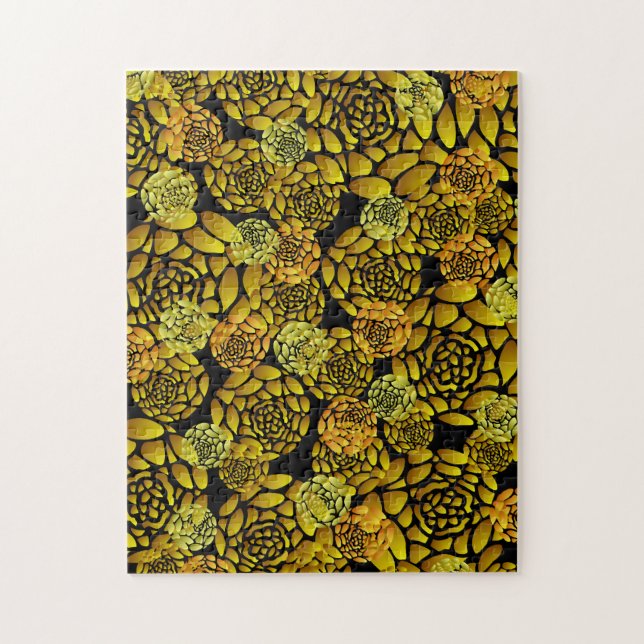 Schwarzes und Goldchrysantheme-Puzzle Puzzle (Vertikal)