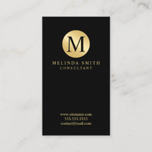 Schwarzes und Goldelegantes Monogramm Visitenkarte