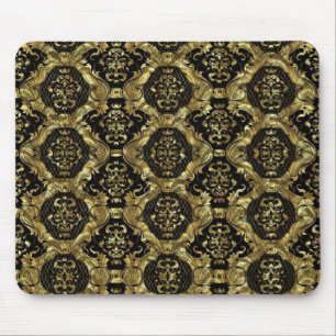 Schwarzes und goldenes, aufwendiges Barockdesign Mousepad