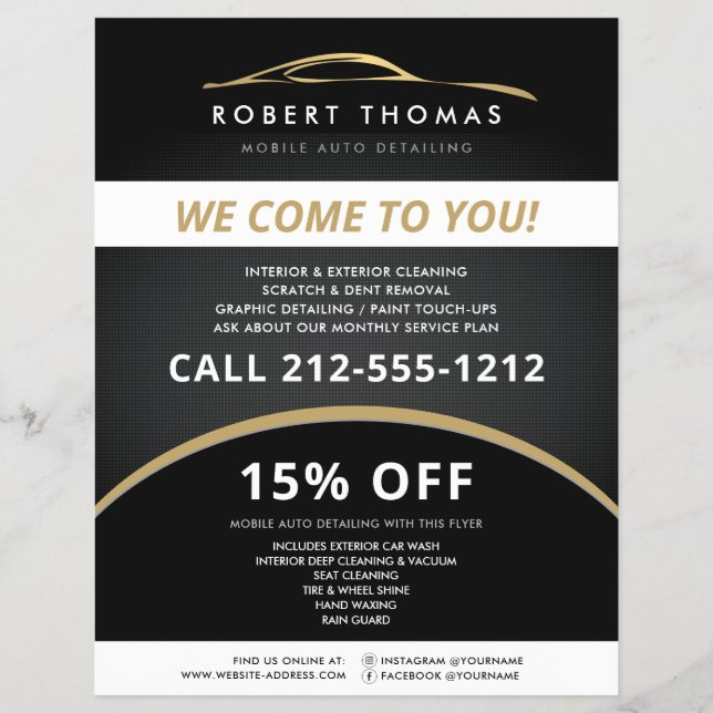 Schwarzes und goldenes Auto im Detail, Auto Wash F Flyer (Vorne)