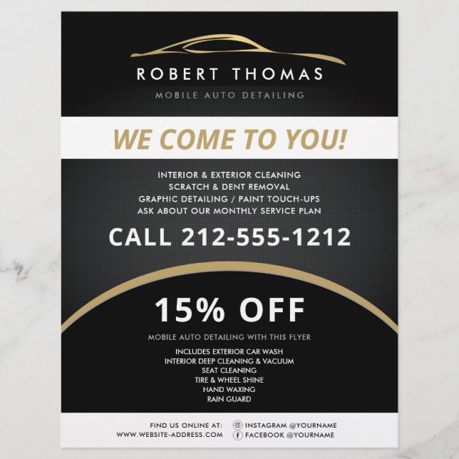 Schwarzes und goldenes Auto im Detail, Auto Wash F Flyer (Vorne)