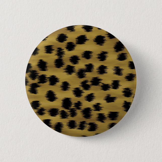 Schwarzes und goldenes Brown-Gepard-Druck-Muster Button (Vorderseite)