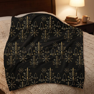 Schwarzes und goldenes Drahtgestell-Festtagsbaum-M Sherpadecke