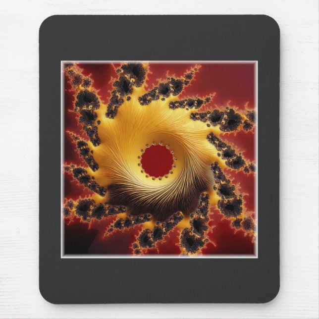 Schwarzes und goldenes Fraktal aus Garn Mousepad (Vorne)