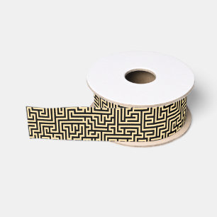 Schwarzes und goldenes geometrisches Labyrinthmust Ripsband