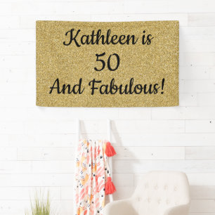 Schwarzes und goldenes Glitter-Fünfzig und fantast Banner