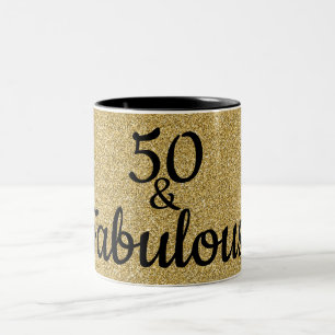 Schwarzes und goldenes Glitter-Fünfzig und fantast Zweifarbige Tasse