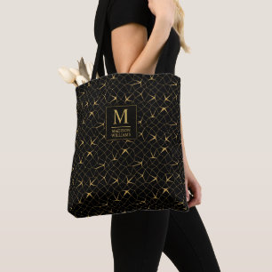 Schwarzes und goldenes Glitter-Luxus-Geometrie-Mus