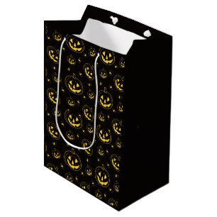 Schwarzes und goldenes Jack-O' Lanterns Schwarzes Mittlere Geschenktüte