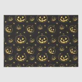Schwarzes und goldenes Jack-O' Lanterns Schwarzes Seidenpapier