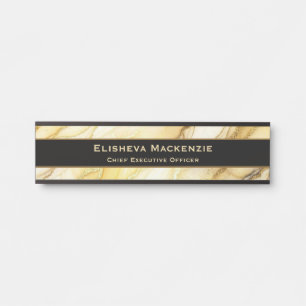 Schwarzes und goldenes Marmor-Bürotür-Schild Namen Türschild