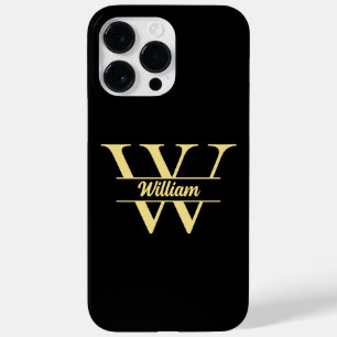 Schwarzes und goldenes Monogramm   Elegante Initia Case-Mate iPhone 14 Pro Max Hülle