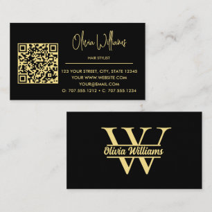 Schwarzes und goldenes Monogramm Eleganter Anfan Visitenkarte
