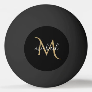 Schwarzes und goldenes Monogramm Eleganz Luxus Tischtennisball