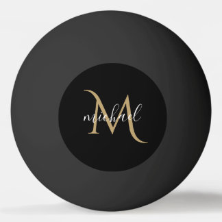 Schwarzes und goldenes Monogramm Eleganz Luxus Tischtennisball