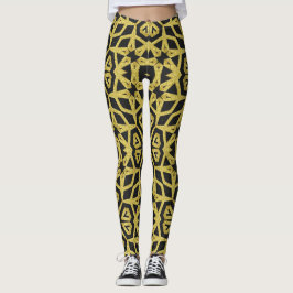 Schwarzes und goldenes Muster - Leggings, die mit  Leggings