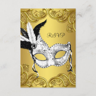 Schwarzes und goldenes Party-UAWG RSVP Karte