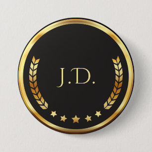 Schwarzes und goldenes personalisiertes Monogramm Button