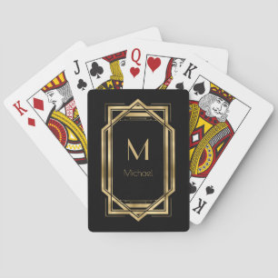 Schwarzes und goldenes personalisiertes Monogramm Spielkarten