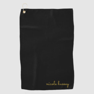 Schwarzes und goldenes Skript    Stylisches modern Golfhandtuch