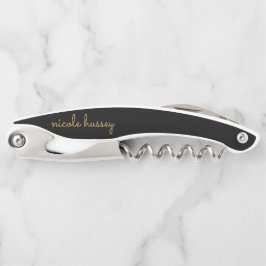 Schwarzes und goldenes Skript  | Stylisches modern Kellnermesser