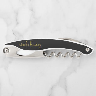 Schwarzes und goldenes Skript    Stylisches modern Kellnermesser