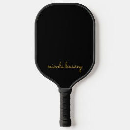 Schwarzes und goldenes Skript  | Stylisches modern Pickleball Schläger