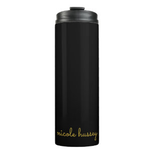 Schwarzes und goldenes Skript Stylisches modern Thermosbecher