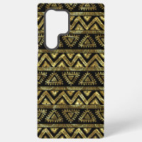 Schwarzes und goldenes tribal geometrisches Muster