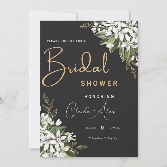 Schwarzes und goldfarbenes Brautparty Save The Date (Vorderseite)