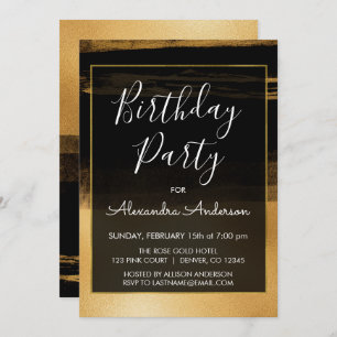 Schwarzes und Goldfolien-Bürste streichen jeden Einladung