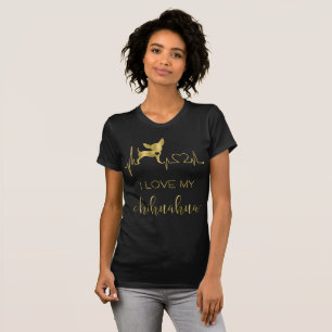 Schwarzes und Goldfolien-Chihuahua-T-Shirt T-Shirt