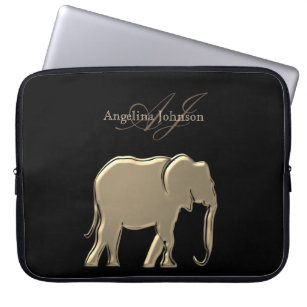 Schwarzes und Goldfolien-Elefant-elegantes mit Laptopschutzhülle