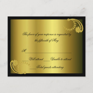 Schwarzes und Goldformale Wartekarte RSVP Karte