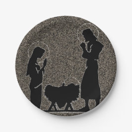 Schwarzes und GoldGeburt Christi gemasert Pappteller