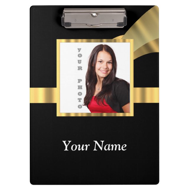 Schwarzes und Goldinstagram Schablone Klemmbrett (Vorderseite)