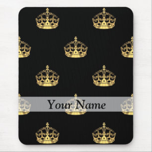 Schwarzes und Goldkronenmuster Mousepad